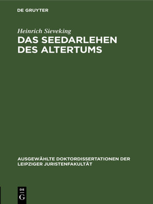 cover image of Das Seedarlehen des Altertums